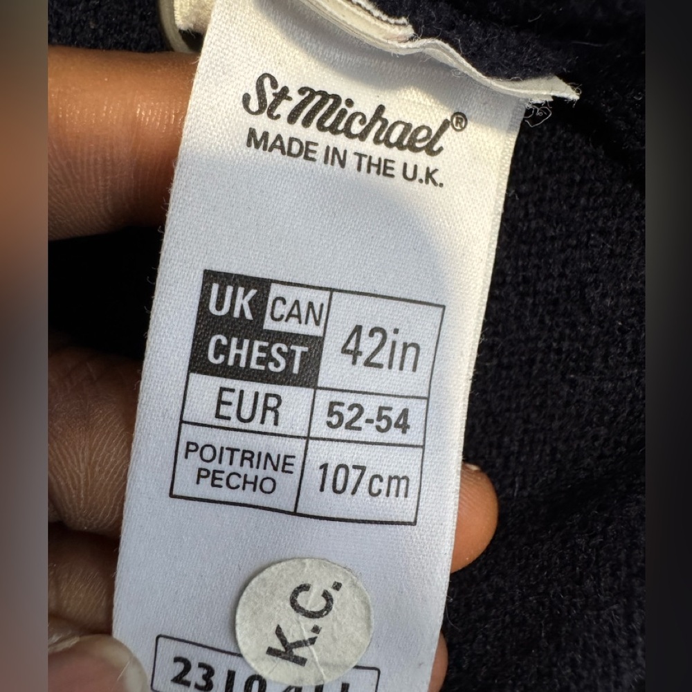 Marks & Spencer Lambswool Wool Dark Blue Men's Cardigan - Picture 7 of 9